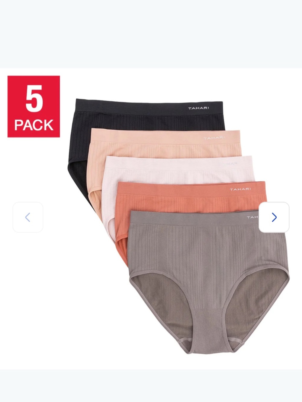 Tahari Women's Seamless Ribbed High Waisted Briefs, 5-pack